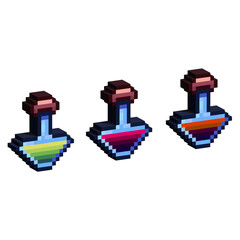 Poster - Isometric Pixel art 3d of poison and health potion for items asset. simple 3d potion items of on pixelated style.8bits perfect for game asset or design asset element for your game design asset.