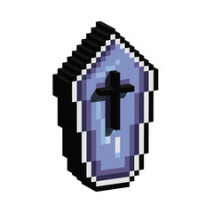 Poster - Isometric Pixel art 3d of grave halloween for items asset. simple 3d of grave on pixelated style.8bits perfect for game asset or design asset element for your game design asset.