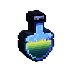 Poster - Isometric Pixel art 3d of poison potion for items asset. simple 3d potion items of on pixelated style.8bits perfect for game asset or design asset element for your game design asset.