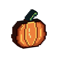 Poster - Isometric Pixel art 3d of pumkin for items asset halloween. simple 3d of pumkin fruit vegetable on pixelated style.8bits perfect for game asset or design asset element for your game design asset.