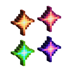 Poster - Isometric Pixel art 3d of sparkle effect for items asset. simple 3d of spark effect on pixelated style.8bits perfect for game asset or design asset element for your game design asset.