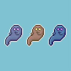 Poster - Pixel art sets of ghost with variation color items asset. simple ghost halloween for dugeon items on pixelated style.8bits perfect for game asset or design asset element for your game design asset