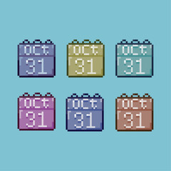 Fototapete - Pixel art sets of 31 october calendar with variation color items asset. simple calendar items on pixelated style.8bits perfect for game asset or design asset element for your game design asset