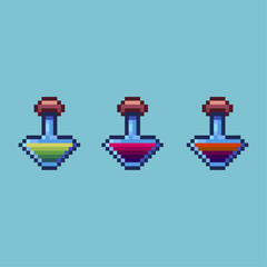 Fototapete - Pixel art sets of many potion for rpg game with variation color items asset. simple for dugeon items on pixelated style.8bits perfect for game asset or design asset element for your game design asset
