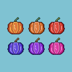 Leinwandbilder - pixel art sets of pumkin halloween with variation color items asset. simple pumkin for dugeon items 