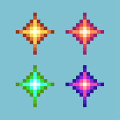 Poster - Pixel art sets of sparkle effect with variation color items asset. simple spark effect items on pixelated style.8bits perfect for game asset or design asset element for your game design asset