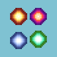 Poster - Pixel art sets of blast effect with variation color items asset. simple blast for effect items on pixelated style.8bits perfect for game asset or design asset element for your game design asset