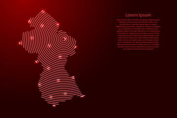 Poster - Guyana map from futuristic concentric red circles and glowing stars for banner, poster, greeting card