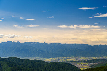 Canvas Print - 三峰山から見る安曇野と北アルプスの山々