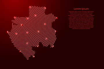 Poster - Gabon map from futuristic concentric red circles and glowing stars for banner, poster, greeting card