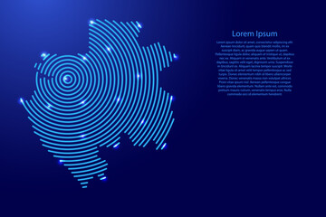 Poster - Gabon map from futuristic concentric blue circles and glowing stars for banner, poster, greeting card