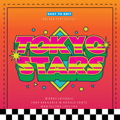 Poster - Tokyo japan y2k streetwear colorful slogan typography editable text effect 3d cartoon template style premium vector