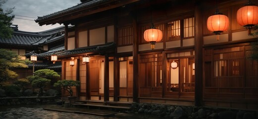 Canvas Print - asian temple at night