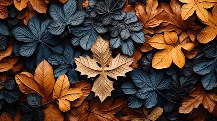 Wall Mural -  a bunch of leaves that are all different colors and sizes.  generative ai