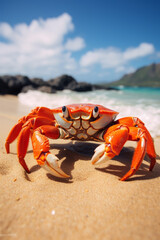 Wall Mural - Closeup of a sand crab at the beach