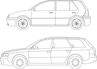 Wall Mural - Vector sketch illustration of a car design for traveling in the city with the family