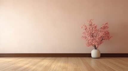 Wall Mural - Minimalist empty wall with a plant, generated by AI