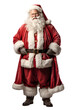 full body portrait of santa claus isolated on transparent background ,old man wearing santa claus costume png ,generative ai