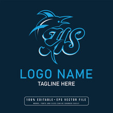 Editable Shark With Hs Letter Logo Design Vector Hs Letter Shark Logo Design	