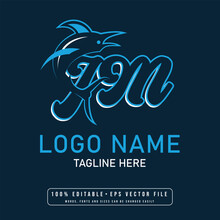 Editable Shark With Jm Letter Logo Design Vector Jm Letter Shark Logo Design	