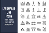 Fototapeta Big Ben - Landmarks Line Icons