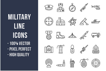  Military Line Icons