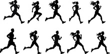 Set Of Silhouettes Of Running Men And Women. Run, Runner, Sport. Ai Generated Illustration