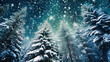 Whispering pines swaying under a snowfall,