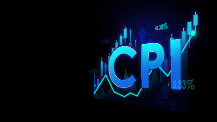 Wall Mural - CPI text on candle stick finance chart background