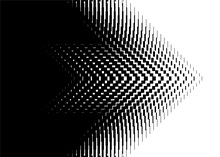 A Smooth Transition From Black To White In The Form Of An Arrow Made Of Abstract Pixels. Monochrome Striped Pattern. Modern Vector Background