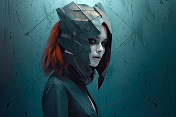 Wall Mural - Futuristic Female Assassin. Generative AI, non-existent person.	