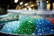 Production of eco-friendly plastic using granules at a factory. Generative AI