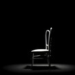 Generative KI weißer Stuhl in Spotlight schwarzer Hintergrund
