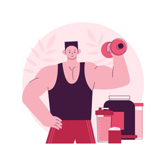 Poster - Sports nutrition abstract concept vector illustration. Sports supplements, ergogenic aids use, protein cocktail, nutrition discipline, healthy lifestyle, low holesterole food abstract metaphor.