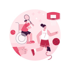 Poster - Disabled sports abstract concept vector illustration. Disabled games, wheelchair sports, athlete with physical disabilities, active lifestyle for disabled people, parasport abstract metaphor.