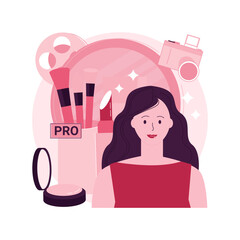 Poster - Professional makeup abstract concept vector illustration. Professional cosmetics, beauty salon, movie makeup artist, filmmaking crew, bridal make-up service, skin treatment abstract metaphor.