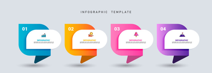 Poster - Four steps business infographics template vector
