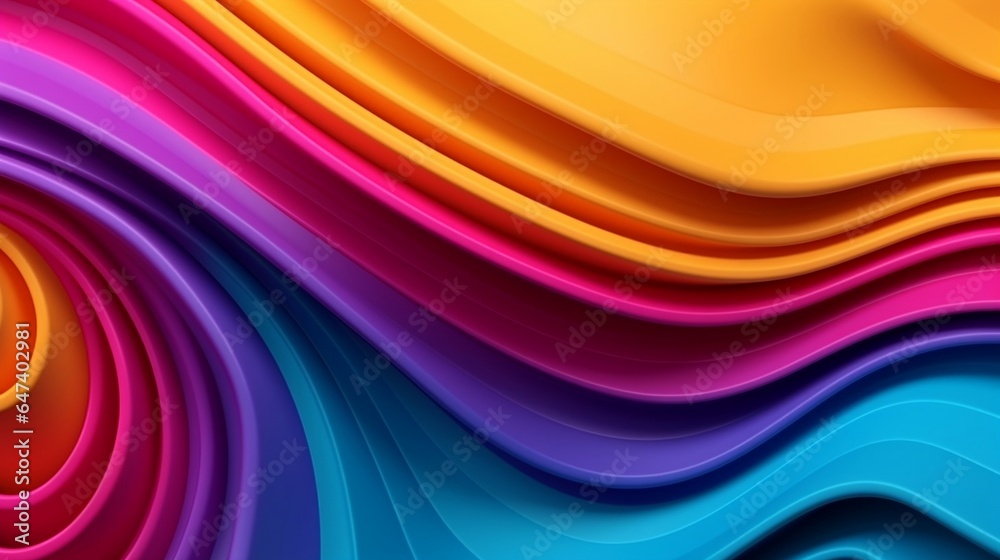 Abstract 3d colorful rainbow wave background, modern and trendy flowing wave backdrop wallpaper