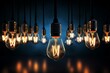 Word 'blackout' below blown lightbulbs, power outage, uncertain energy supply. Generative AI