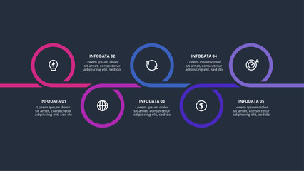 Poster - Creative concept for infographic with 5 steps, options, parts or processes. Business data visualization.