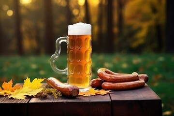 Oktoberfest Beer Festival Concept. Oktoberfest Beer Festival Background. Oktoberfest Beer Festival Theme. Generative Ai.