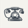 Vintage telephone. Vintage woodcut engraving style vector illustration.