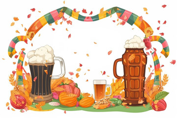 Wall Mural - Oktoberfest Beer Festival Concept. Oktoberfest Beer Festival Background. Oktoberfest Beer Festival Theme. Generative Ai.