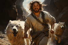 Jesus Running Towards Wolf And Lamb Made With AI