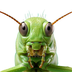 Canvas Print - Macro close up of garden animals such as a green cricket and grasshopper on a transparent background