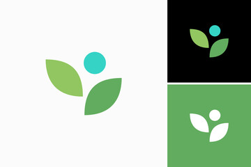 human with leaf logo vector