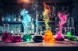 vibrant chemical reaction in laboratory. Generative AI