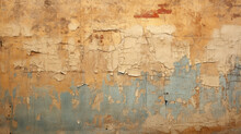 Ancient Wall With Rough Cracked Paint, Old Fresco Texture Background