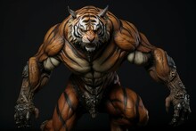 Muscular Bodybuilding Tiger. Generate Ai