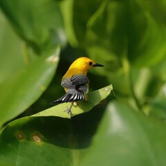 Wall Mural - Prothonotary Warbler Beautiful Yellow Silver Springs State Park Ocala Florida